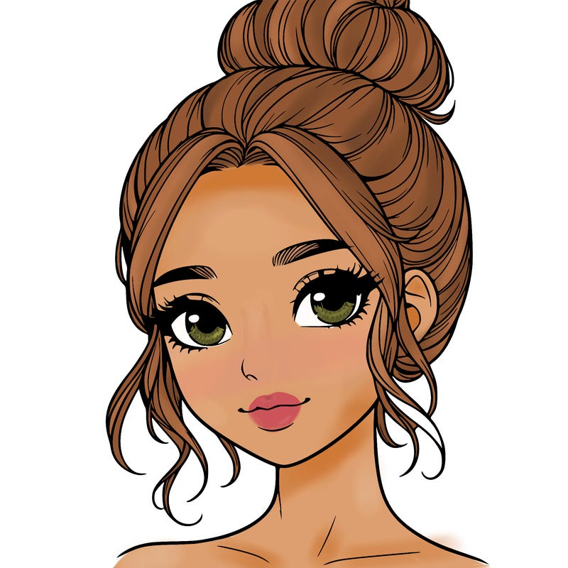 realistic pretty girl with hair in bun
