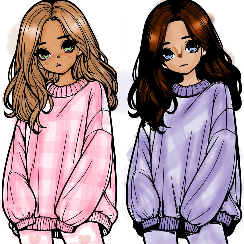 realistic girl with baggy sweater