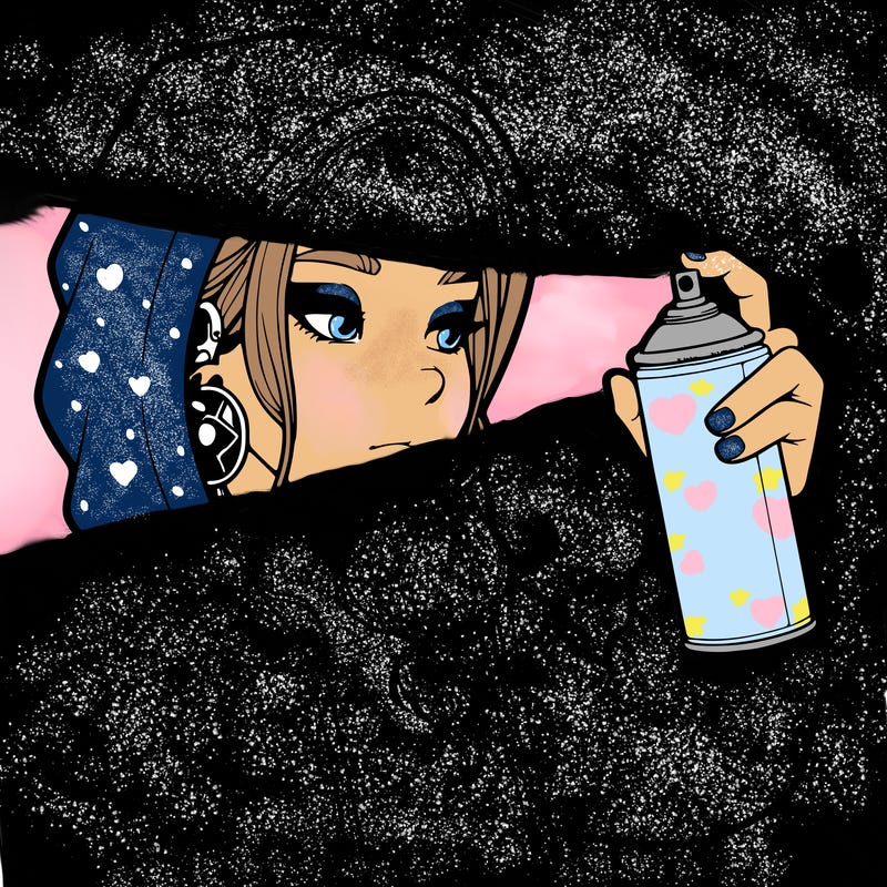 a realistic girl, spray painting