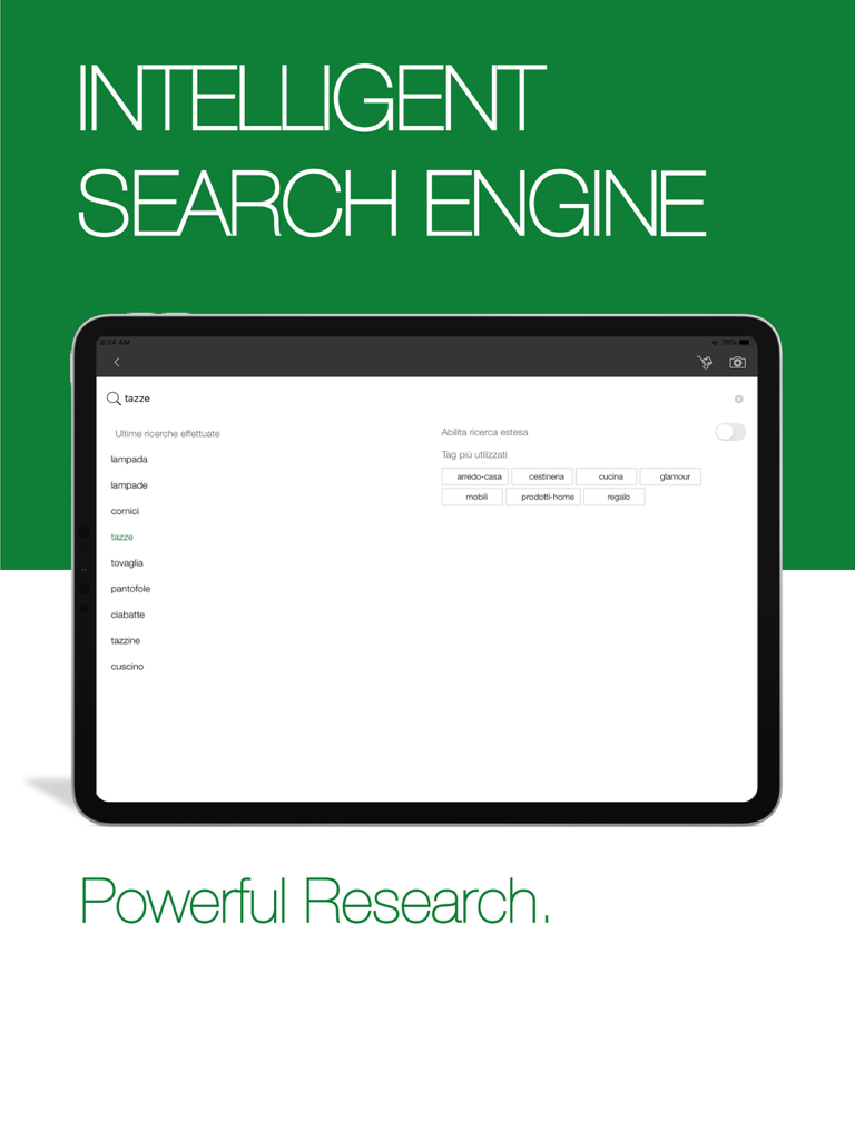 iCatalogue 4 - iCatalogue 4 app interface on iPad showing the intelligent search engine for digital sales catalogs