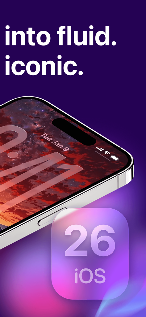 Aesthetic iPhone lock screen showing a red nebula wallpaper and iOS customization features