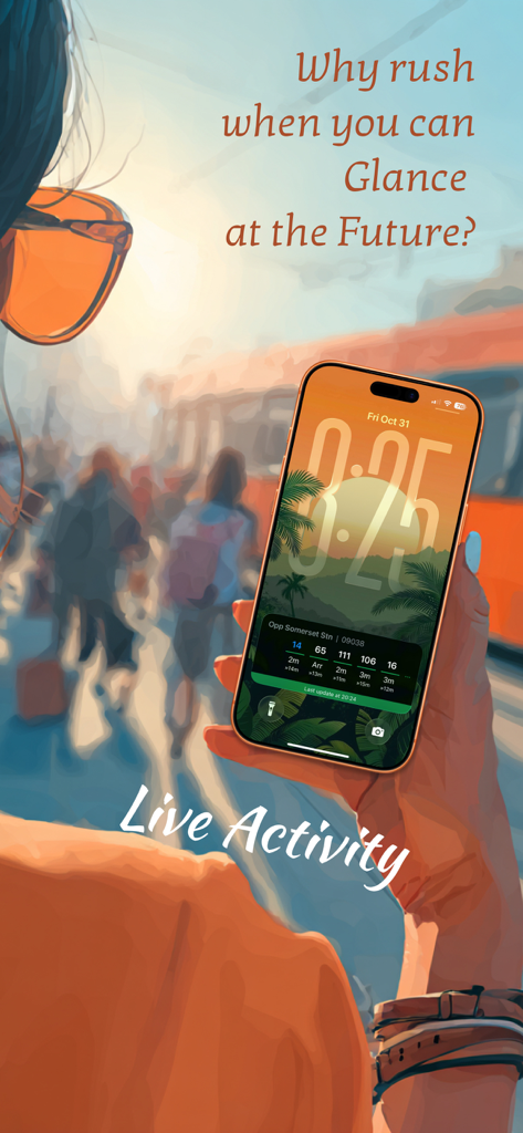 Arriving: SG Bus Timing - Arriving SG Bus Timing app showing live bus arrival updates on an iPhone lock screen