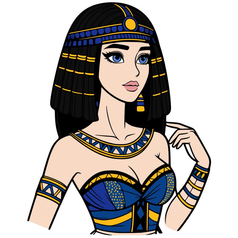 realistic woman wearing a cleopatra costume