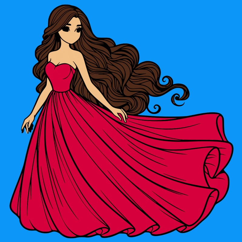 realistic woman with long flowing dress