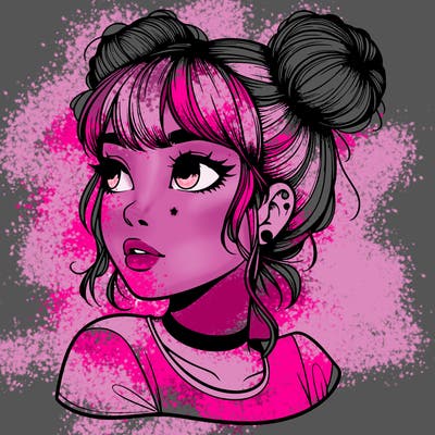 realistic girl with spacebuns