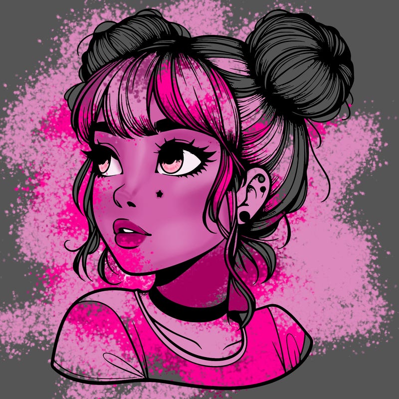 realistic girl with spacebuns
