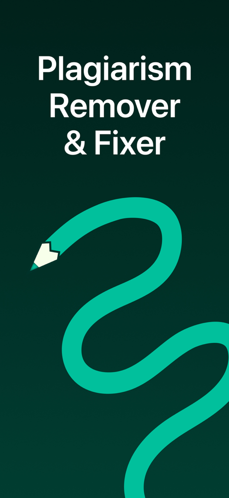 teal 색상의 연필 그래픽이 있는 표절 제거 및 수정기 화면