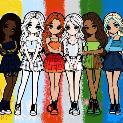 a group of girls realistic