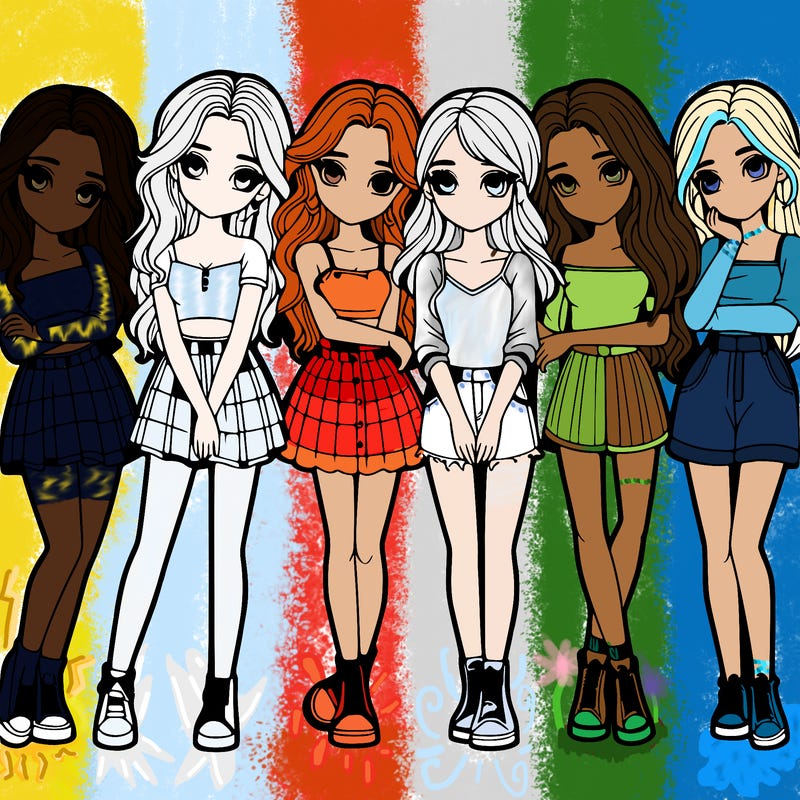 a group of girls realistic