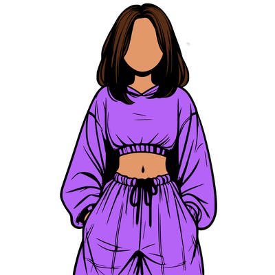 realistic girl faceless with baggy pants and a crop top