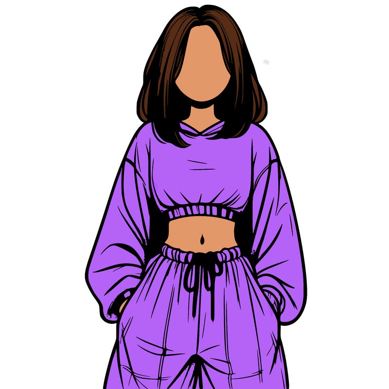 realistic girl faceless with baggy pants and a crop top