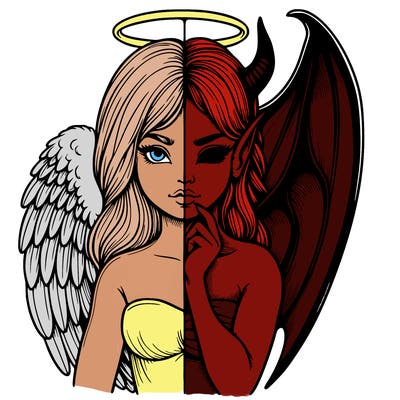 realistic angel half demon