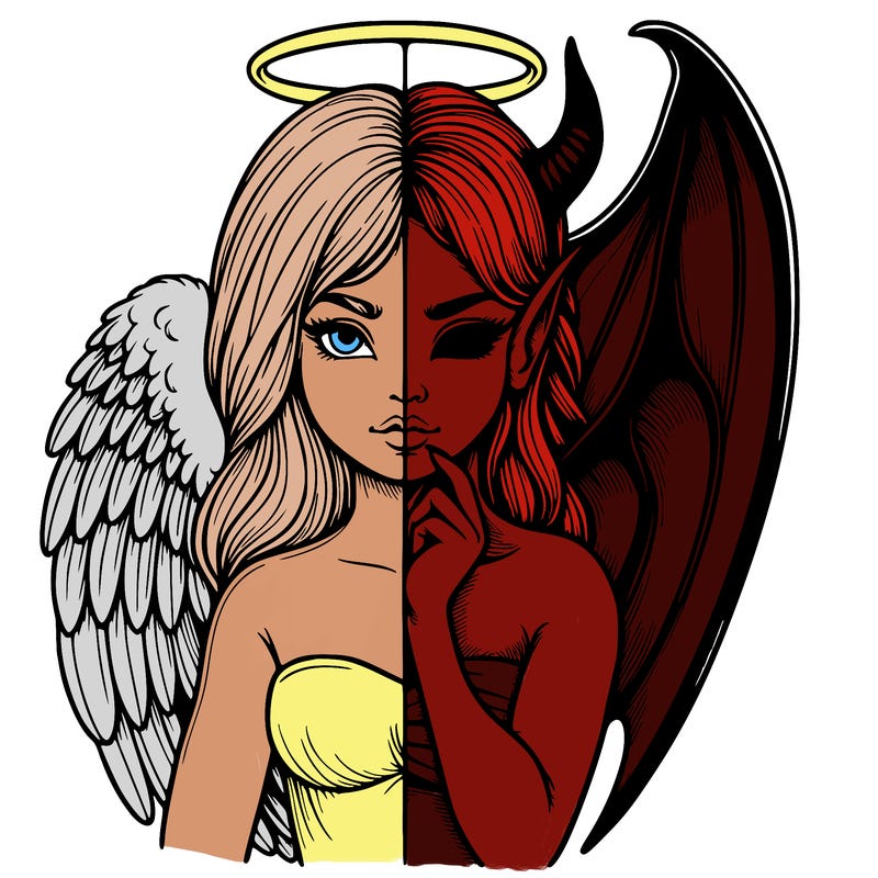 realistic angel half demon
