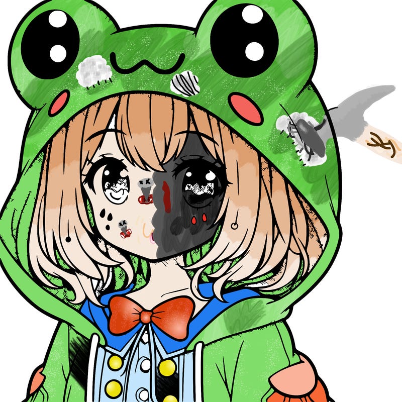 cute anime girl in frog hoodie