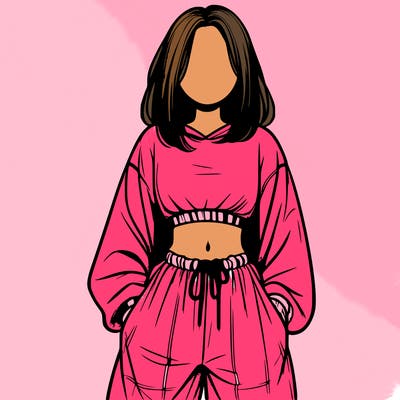realistic girl faceless with baggy pants and a crop top
