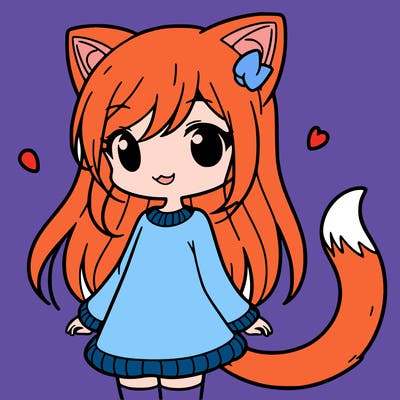 girl with cat ears and tail