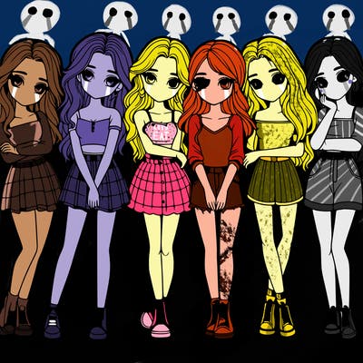 a group of girls realistic