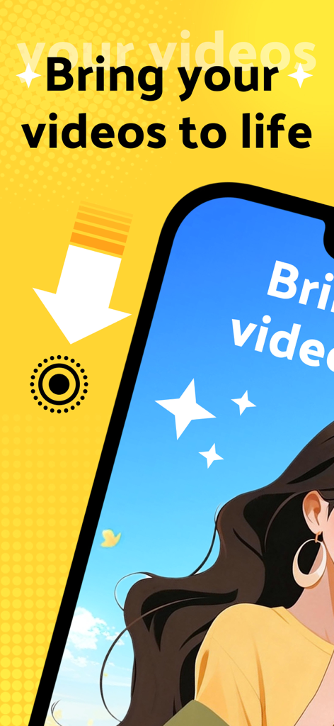 Tela promocional do aplicativo Live Ease mostrando um smartphone com um papel de parede animado e o texto Dê vida aos seus vídeos