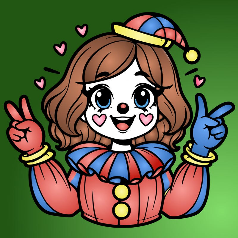 clown girl with ✌🏻 sign