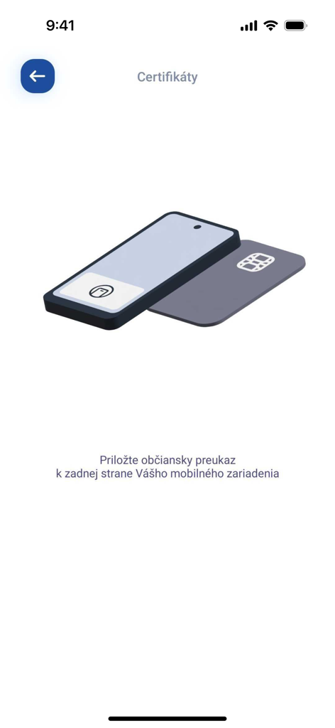 Autogram v mobile - Ilustración gráfica que muestra cómo escanear un DNI eslovaco con un smartphone utilizando tecnología NFC para firmas electrónicas.