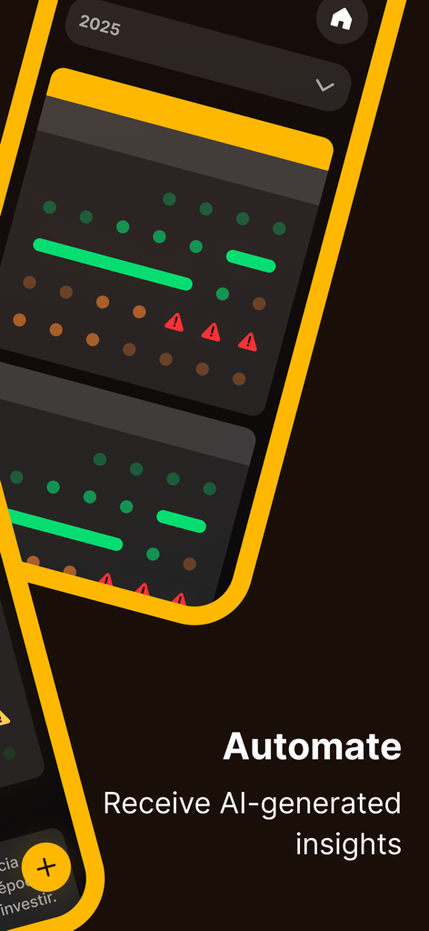 Moni - Budget Planner - Interfaz de la aplicación Moni budget planner mostrando insights financieros generados por IA y un panel de rastreo automatizado