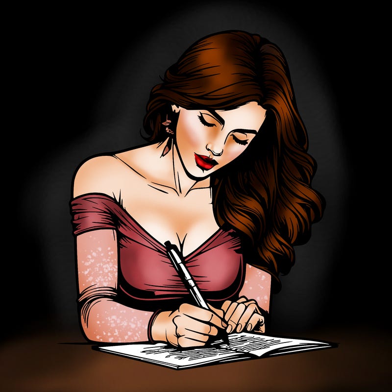 realistic female writing poetry