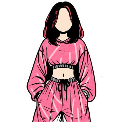 realistic girl faceless with baggy pants and a crop top
