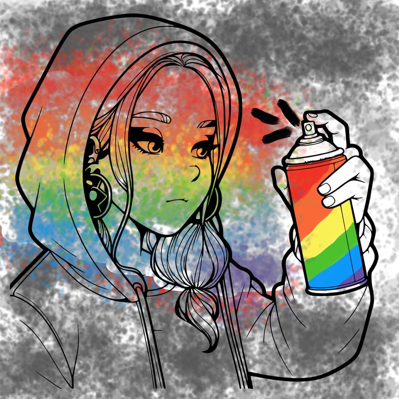 a realistic girl, spray painting