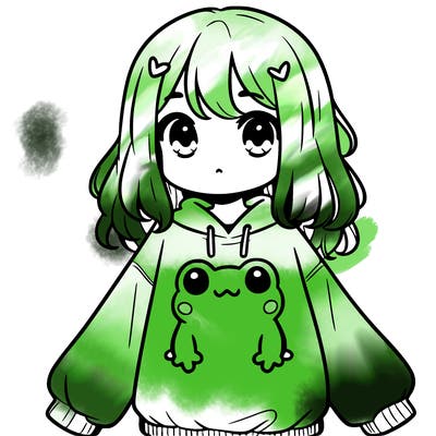 girl wearing frogging sweatshirt