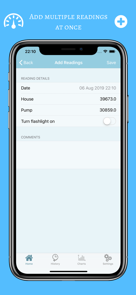 Interface for adding multiple electricity meter readings for a house and pump