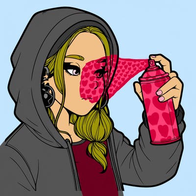 a realistic girl, spray painting