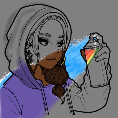 a realistic girl, spray painting