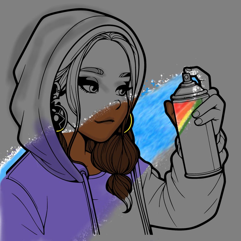 a realistic girl, spray painting