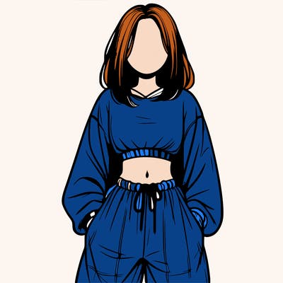 realistic girl faceless with baggy pants and a crop top