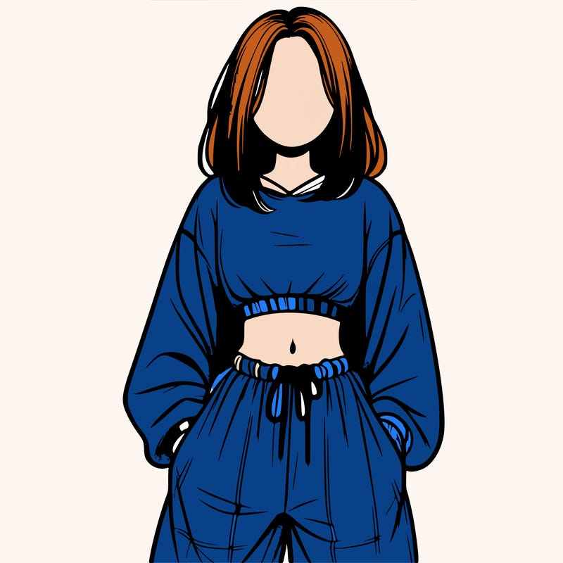 realistic girl faceless with baggy pants and a crop top