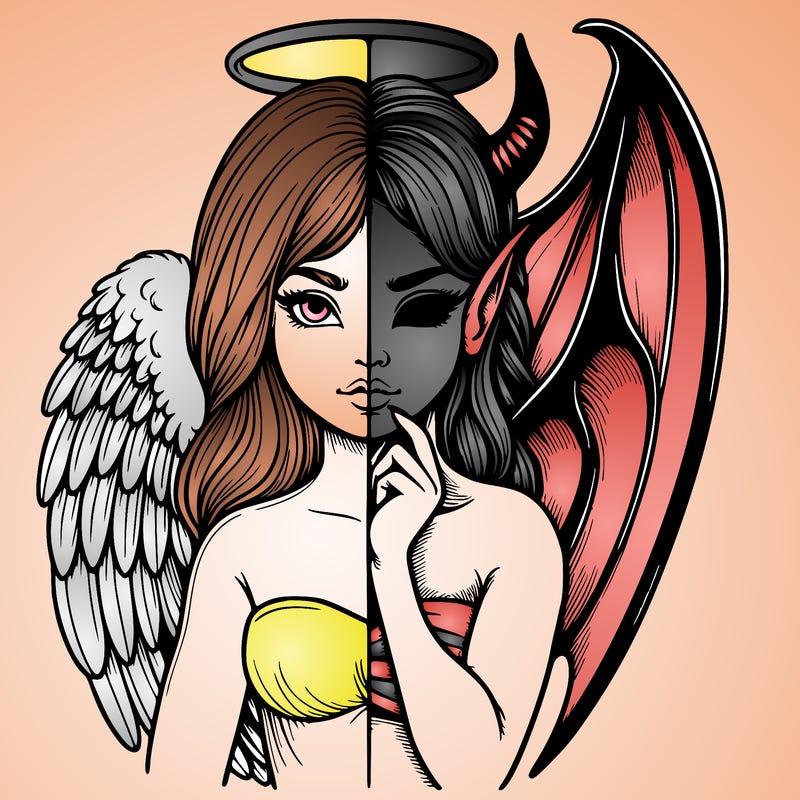 realistic angel half demon