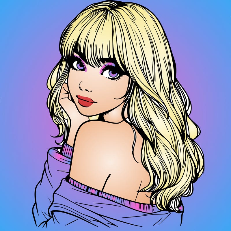 realistic girl with bangs looking over her shoulder