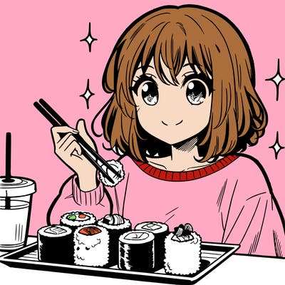 manga girl who loves sushi