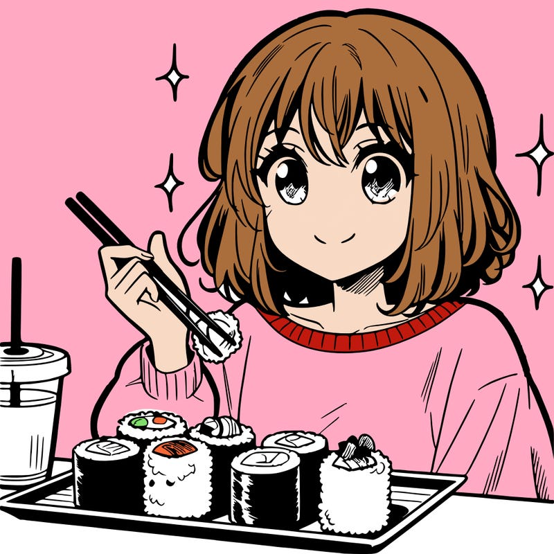 manga girl who loves sushi
