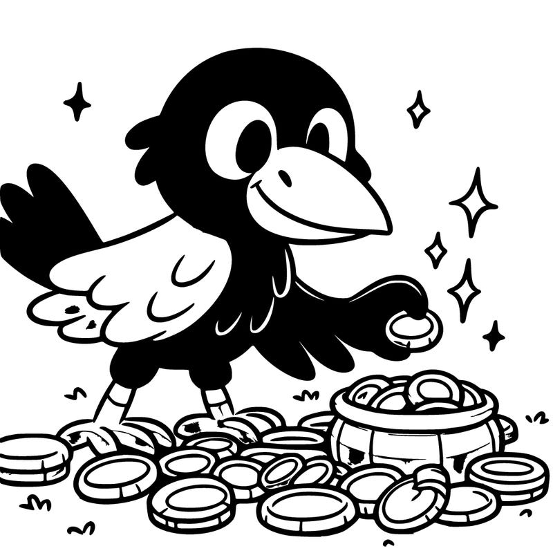 a crow collecting shiny objects