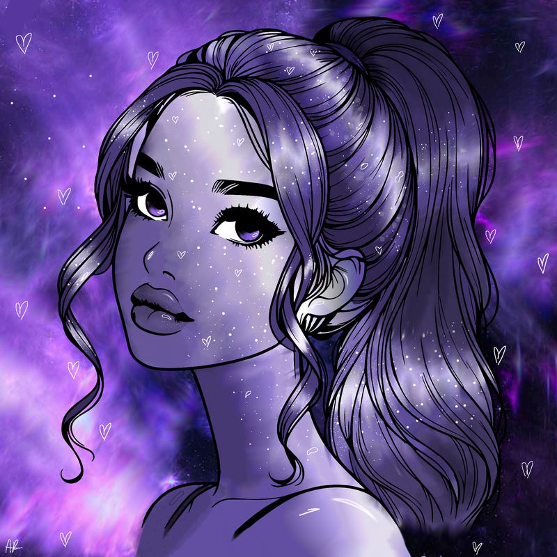 realistic girl with a ponytail on her hair and lips