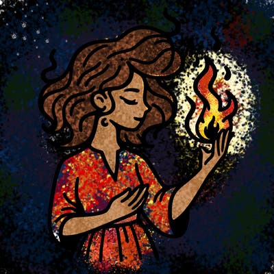 woman with fire