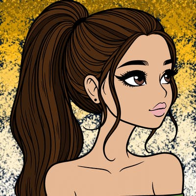 a beautiful and realistic girl with a high pony tail