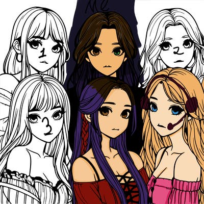 a group of girls realistic