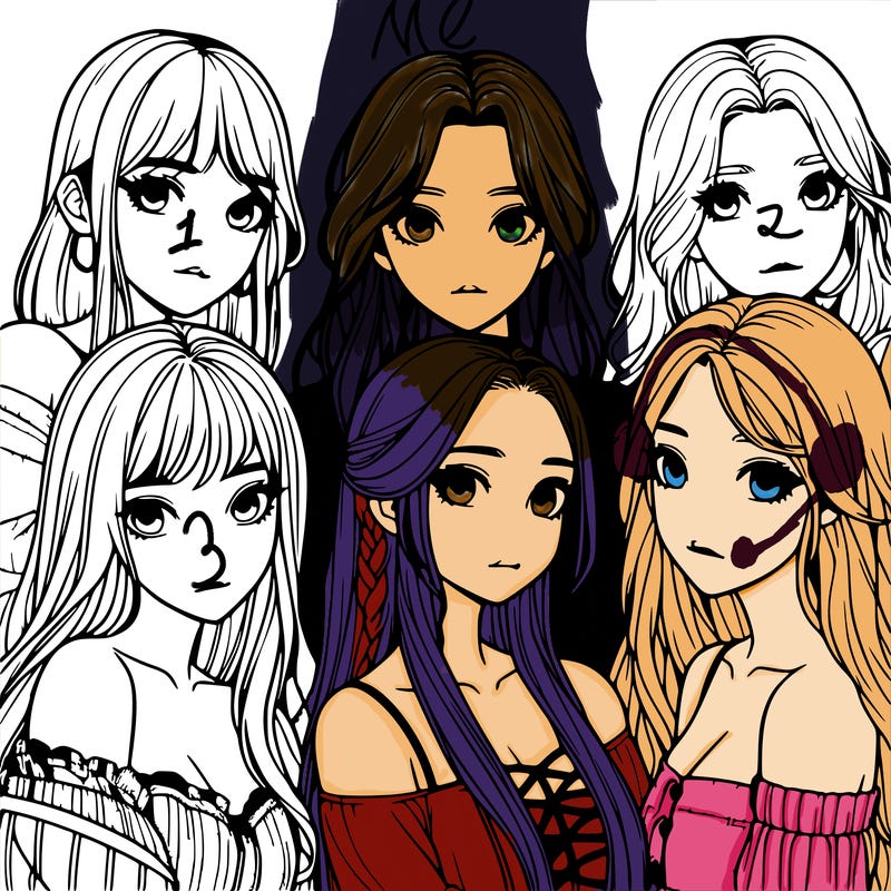 a group of girls realistic