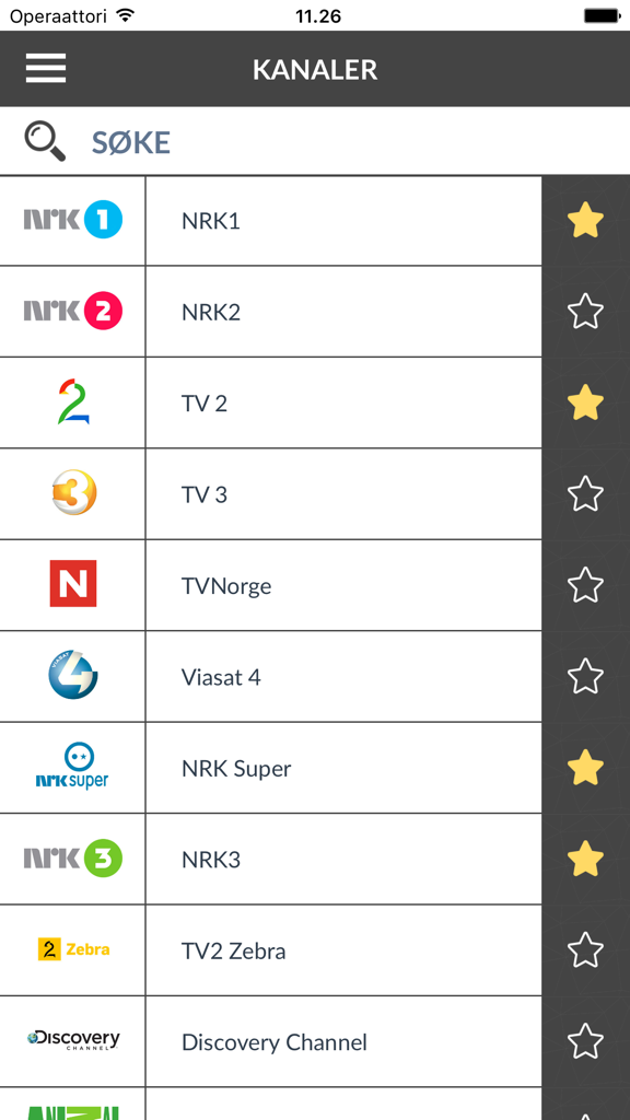 TV-program Norge (NO) - Liste der norwegischen Fernsehsender in der TV-program Norge App