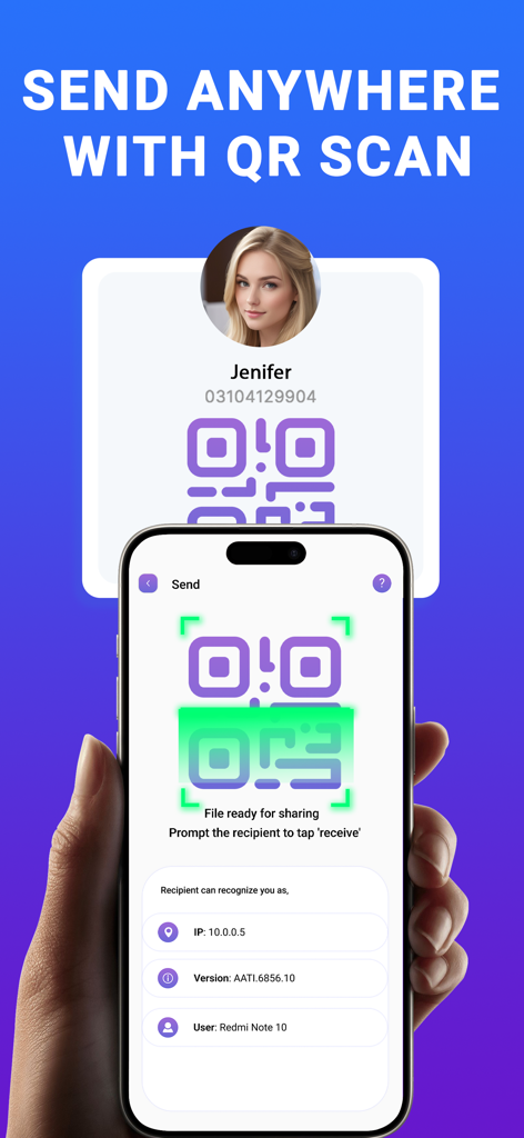 Smart Switch: Copy my data - 스마트폰이 휴대폰 간 무선 데이터 전송을 위해 QR 코드를 스캔하는 모습
