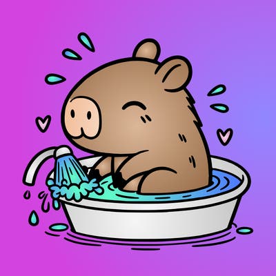 capybara taking a bath