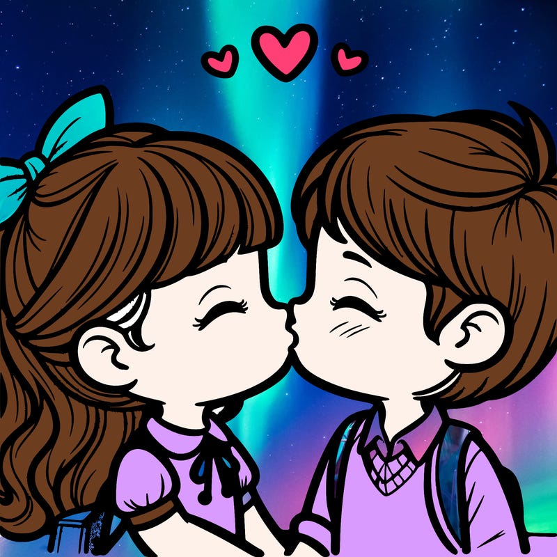 boy and girl kissing