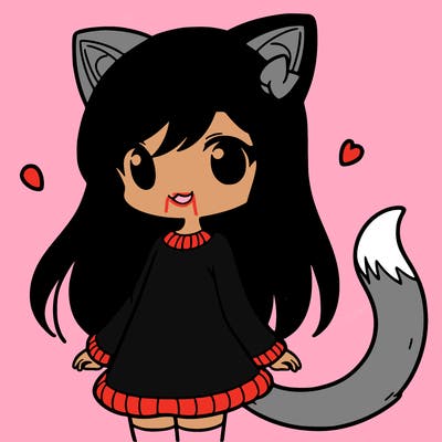 girl with cat ears and tail